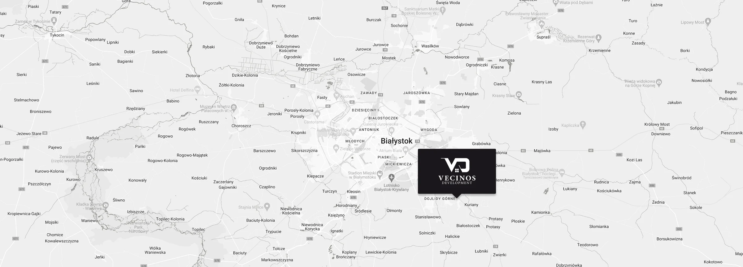 Mapa z pinezką inwestycji